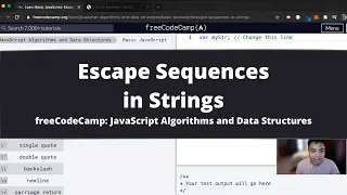 Escape Sequences in Strings Basic JavaScript freeCodeCamp tutorial