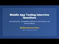 Mobile App Testing Interview Questions iOS Android QA Guide