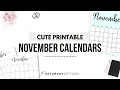 Cute Free Printable November Calendars - all pretty designs by SaturdayGift