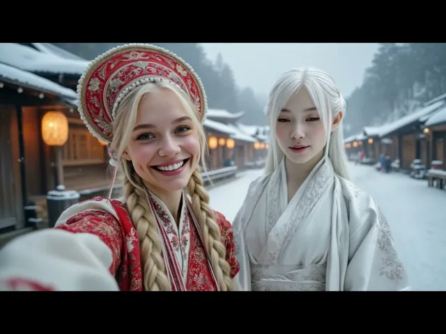 日本を旅するスラブ系の女性