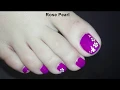 Easy DIY Purple Floral Pedicure Tutorial Toenail Art Design Rose Pearl