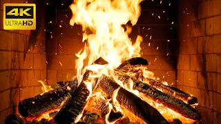 Glowing Cabin Fireplace With Real Wood Fire With Authentic Crackles For Serene Winter Holidays 