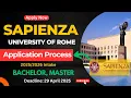 Application Process for Sapienza University of Rome Italy 2025-2026 Step by Step Detail