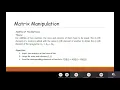 Lecture 8 Matrix algebra using Python Part 1