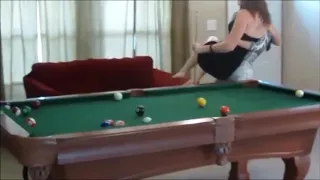 two girls playing pool and getting silly lift and carry each other f f part 1