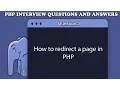 How to redirect a page in PHP