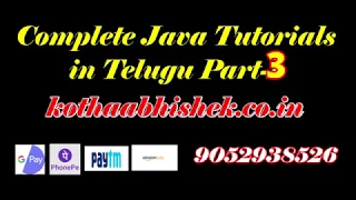 Complete Java Tutorials in Telugu by Kotha Abhishek Part 3