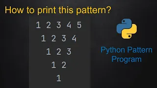18 Python Pattern Program - Number Triangle without any pre-defined method using while loop