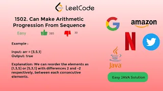 Can Make Arithmetic Progression From Sequence Leetcode Solution Explained JAVA