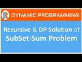 Subset Sum problem Recursive and Dynamic Programming Solution