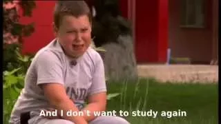 Ukrainian Russian boy cries on his exam grade as it drops his average