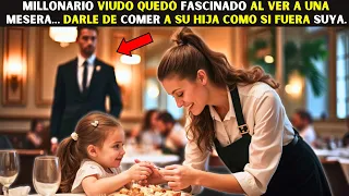 ❤️MILLONARIO VIUDO QUEDÓ FASCINADO AL VER A UNA MESERA…  DARLE DE COMER A SU HIJA COMO SI FUERA SUYA