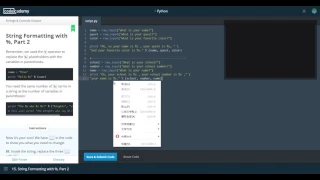 codecademy-Python - Strings Console Output