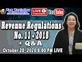 Live Streaming October 20 2020 8 00 PM - Discussion on Revenue Regulations No 11