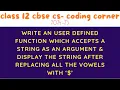 PYTHON PROGRAM ACCEPTS A STRING REPLACE ALL VOWELS WITH STRING MANIPULATION CLASS 12 CBSE CS