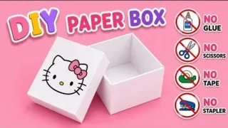 DIY Hello kitty Paper Box | No Glue No Scissors Craft #Origami Paper Box for kids | Easy Paper Craft