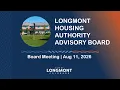 Longmont Housing Authority Board Meeting Aug 11 2026