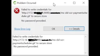 Failed to write credential for http github com git to secure store No password provided eclipse