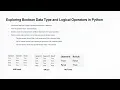 10 Exploring Boolean Data Type and Logical Operators in Python