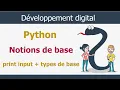 Python Darija V1 Notions de base Variable input print et les types de bas