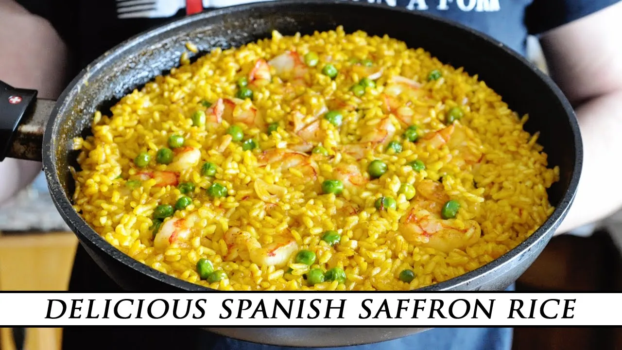 Spanish Saffron Rice with Garlic Shrimp