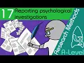 Reporting psychological investigations - Research Methods A-Level Psychology