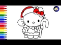 Draw And Color Christmas Hello Kitty Coloring Page Hello Kitty Drawing For Kids dibujos-felices
