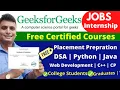 GeeksforGeeks Free Certificate Course Internship And Jobs Learn GFG DSA Web development java Free