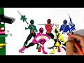 Power Ranger SAMURAI All Members Up Coloring Pages SAILANY Coloring Kids