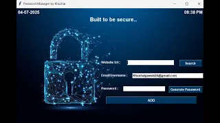 Powerful Password Manager using Python Tkinter Generate Store Secure Passwords