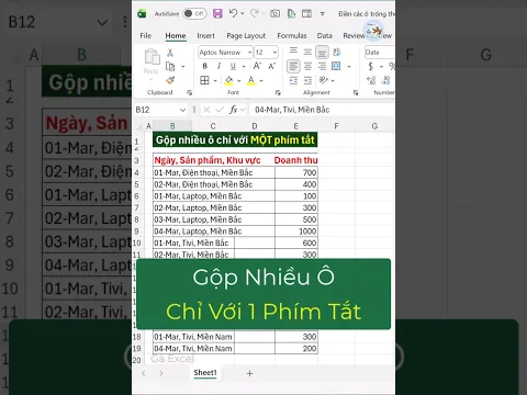 Cách gộp nhiều ô chỉ với MỘT phím tắt trong Excel