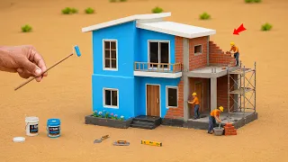 DIY Mini Brick House Construction |  Miniature Modern House Building