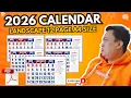 2026 CALENDAR LANDSCAPE 12 PAGE A4 SIZE PDF READY TO PRINT TAGALOG TUTORIAL 2025