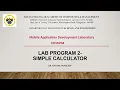 Mobile Application Development Lab 2 Simple Calculator Part 2 Code Explanation