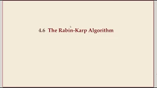 COMP526 Unit 4-5 2020-03-02 String Matching Rabin-Karp