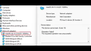 Fix Intel WIFI 6 AX201 Shows Yellow Exclamation Triangle In Device Manager Code 39 On PC