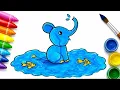 Easy Elephant Coloring for Kids Learn Colors with Cute Elephant Drawing Coloring