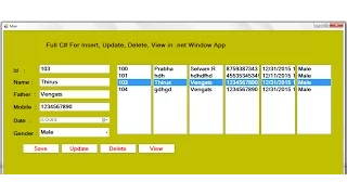 Fully C Save Insert Update Delete View Search Clear in Visual studio