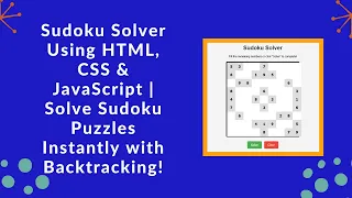 Sudoku Solver with HTML CSS and JavaScript Step-by-Step Guide