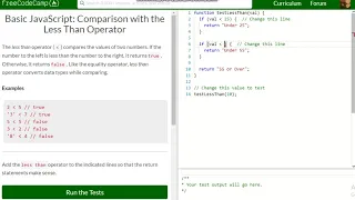 Basic JavaScript Comparison with the Less Than Operator free code camp Dani