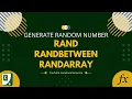 Random Number Generator Generate Random Numbers Using Rand Randbetween and Randarray