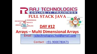 Full Stack Java Day 12 Arrays Multi Dimensional Arrays Raj Technologies