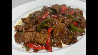 Chinese Beef, Green peppers with Black Bean Sauce recipe by King Palace Chinese Restaurant. 