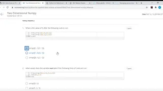 Two Dimensional Numpy Coursera