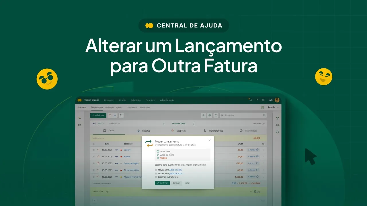 Alterar um lançamento para outra fatura