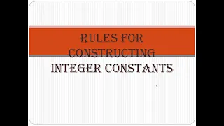 Lecture 6 Integer constants in C and use of the Const keyword