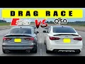 Infiniti Q50S 3 0t vs Audi S3 someone gets walked Drag and Roll Race