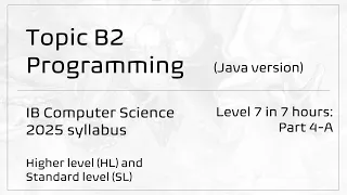 Topic B2 Programming Java IB Computer Science 2025 syllabus