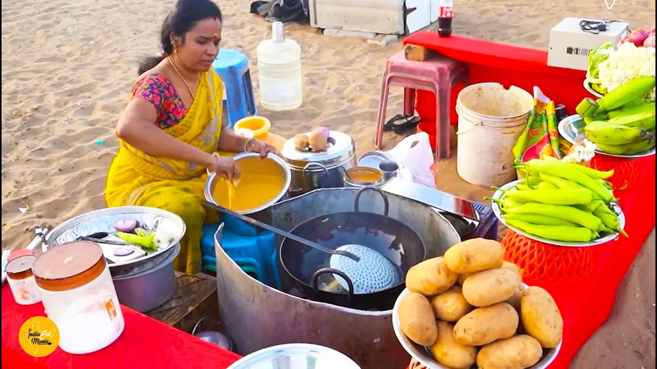 Chennai Hardworking Didi Selling Cheapest Mix Bhajiya Making Rs. 50/- Only l Chennai Street Food