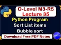 O-Level M3 R5 Python Program Sort List Items using Bubble Sort Method Lecture 35